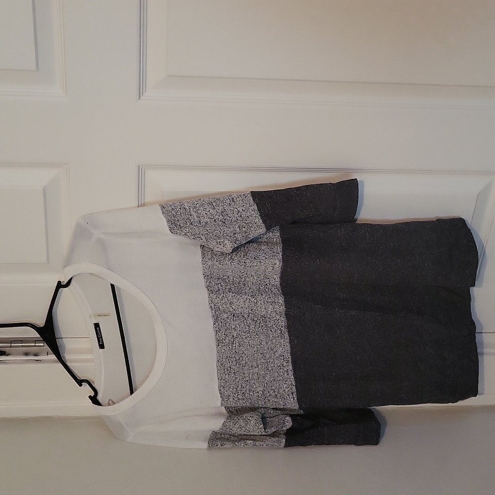 Pink Clover White and Gray Colorblock Sweater